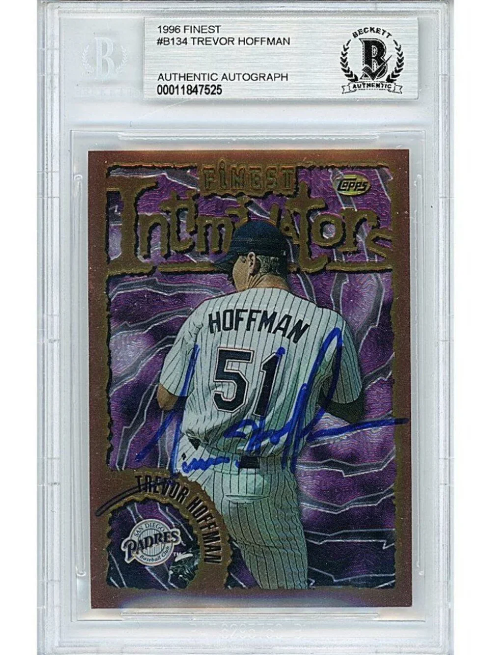 Trevor Hoffman Padres Signed 1996 Topps Finest Baseball Card Beckett Autographed